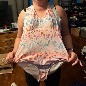 Disney Pink and Teal Character Print Swimsuit